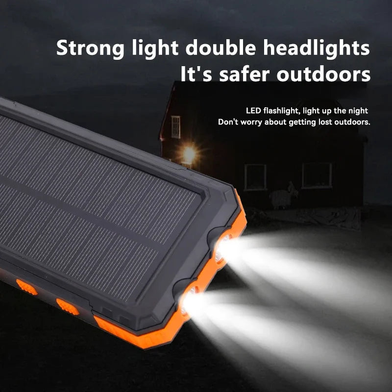 200000Mah Solar Power Bank Portable Large Capacity Charger Compatible with IOS Android USB-A and USB-C Fast Charging