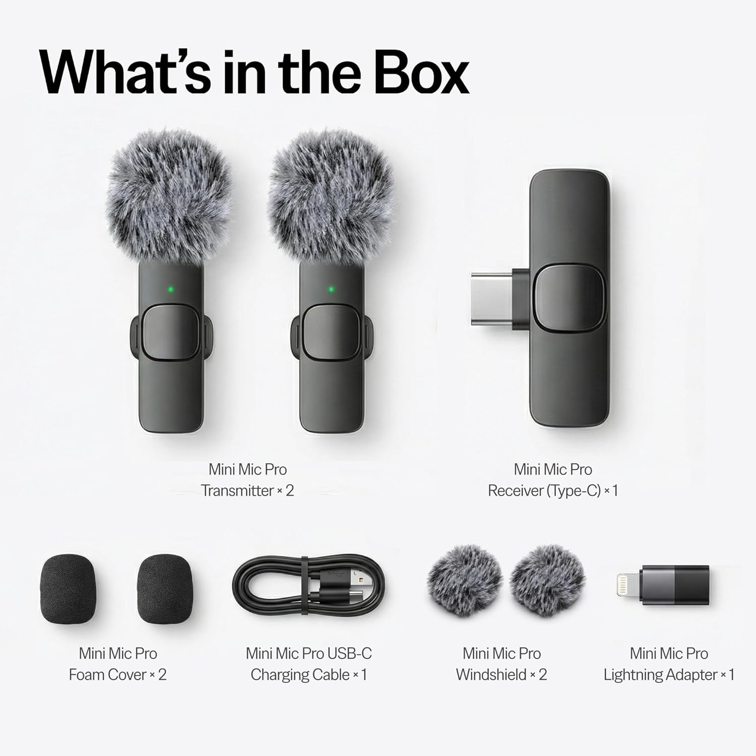 Mini Mic Pro Wireless Lavalier Microphone – 2 Pack for iPhone & Android