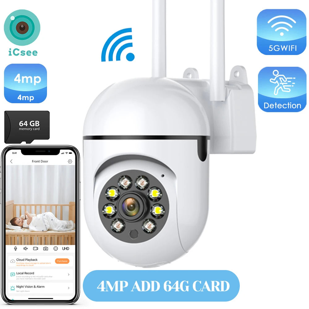 Outdoor WiFi PTZ Security Camera with AI Human Detection