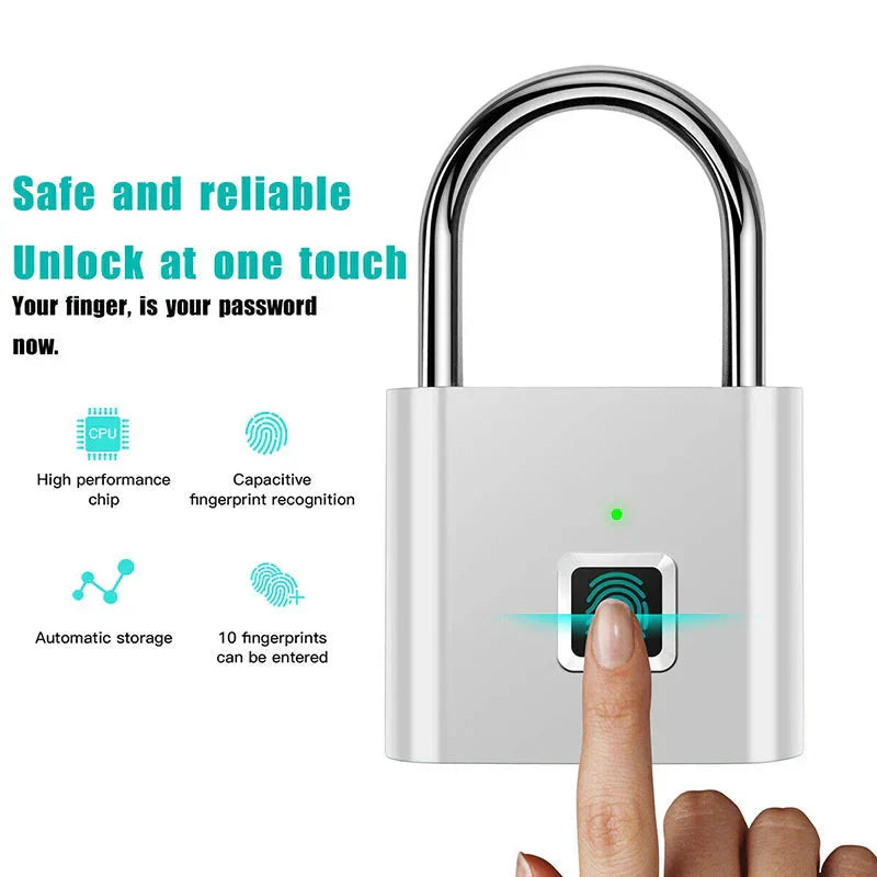 Smart Fingerprint Padlock – USB Rechargeable Keyless Lock