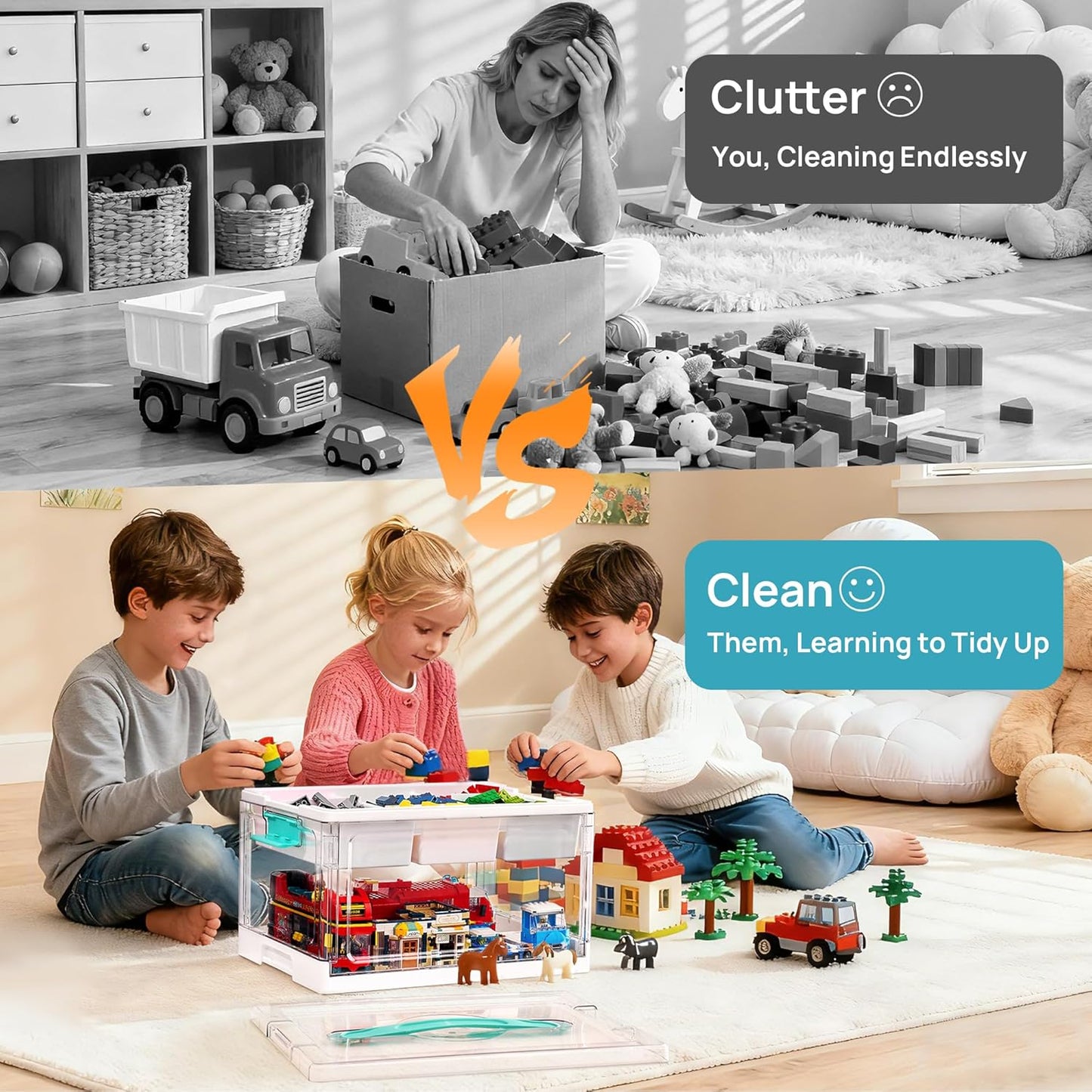 24 QT Clear Craft Organizer with Removable Tray & Dividers, 1 Pack | Storage Box for Coloring Books, Modeling Clay, Molds and Art Supplies, Keeps Craft Materials Organized and Easy to Access