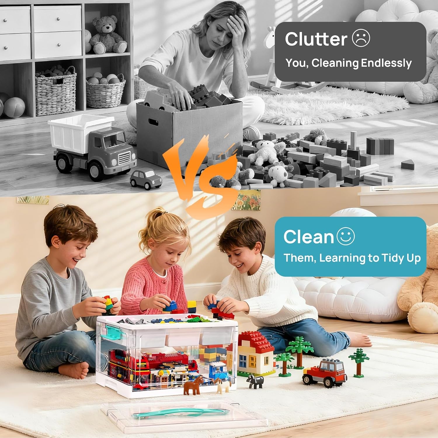 24 QT Clear Craft Organizer with Removable Tray & Dividers, 1 Pack | Storage Box for Coloring Books, Modeling Clay, Molds and Art Supplies, Keeps Craft Materials Organized and Easy to Access