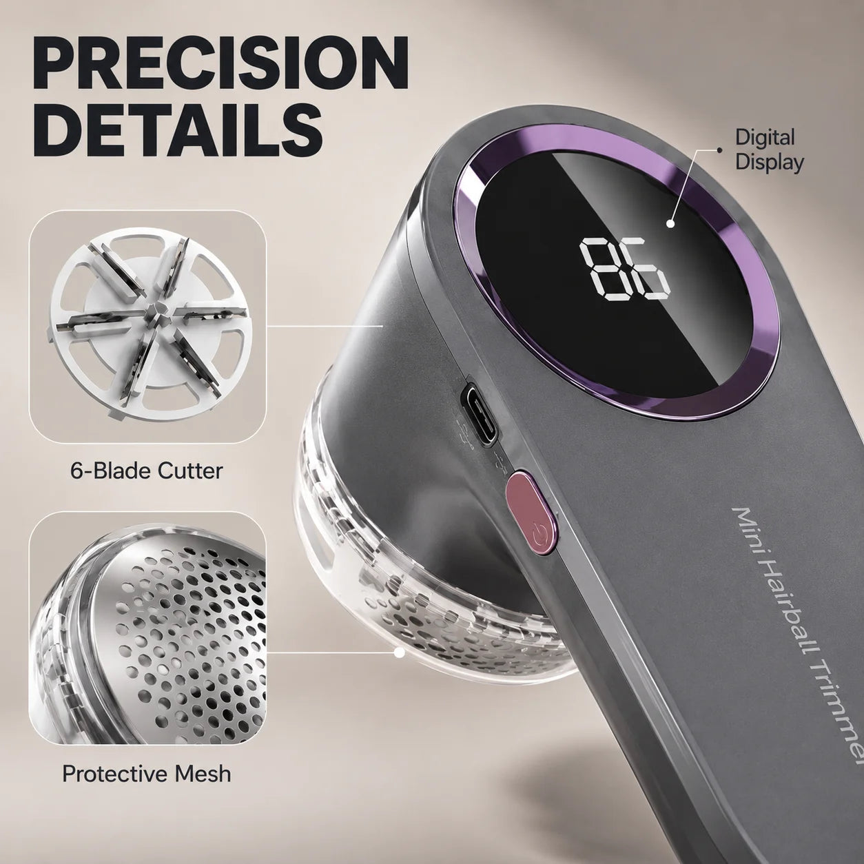 Electric Fabric Shaver USB Rechargeable Lint Remover LED Portable Clothes Fuzz Hair Pellet Removal Tool