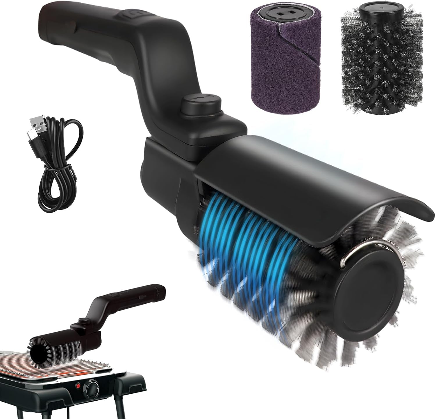 Rechargeable Electric Grill Brush with 3 Speeds