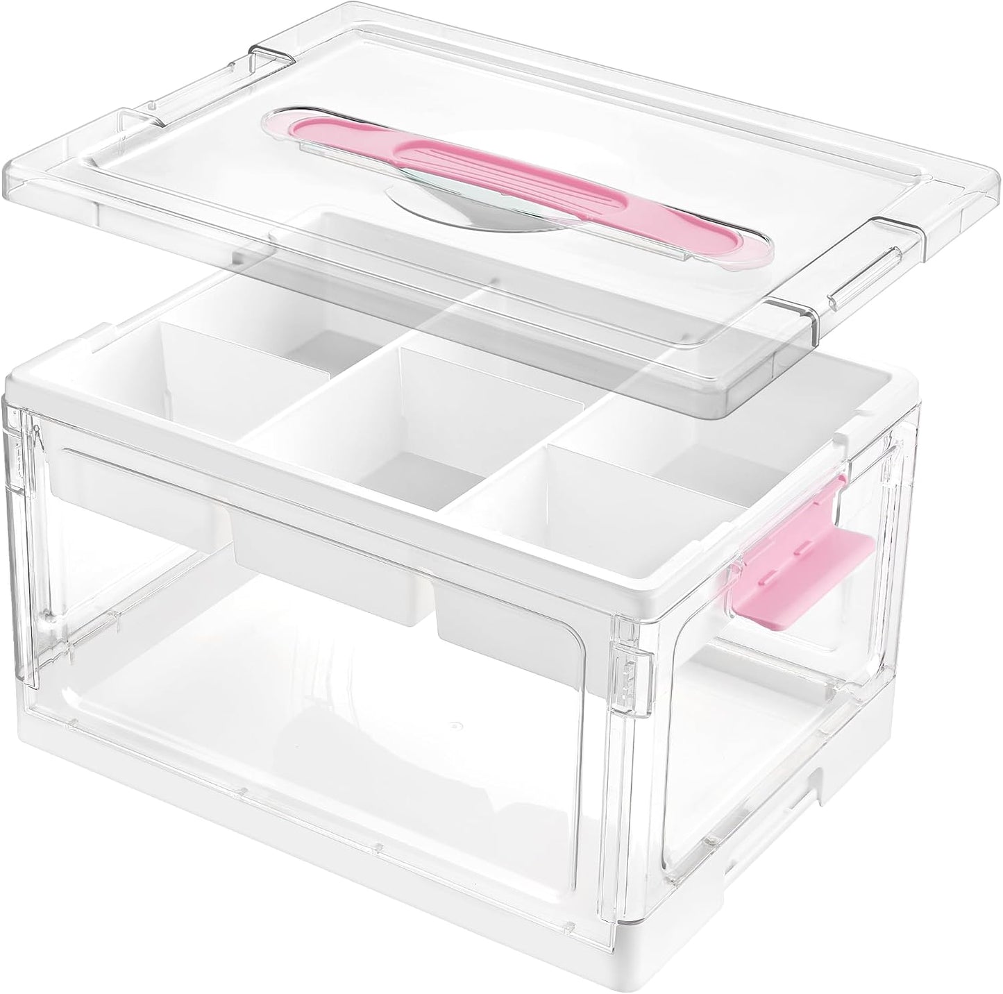 24 QT Clear Craft Organizer with Removable Tray & Dividers, 1 Pack | Storage Box for Coloring Books, Modeling Clay, Molds and Art Supplies, Keeps Craft Materials Organized and Easy to Access