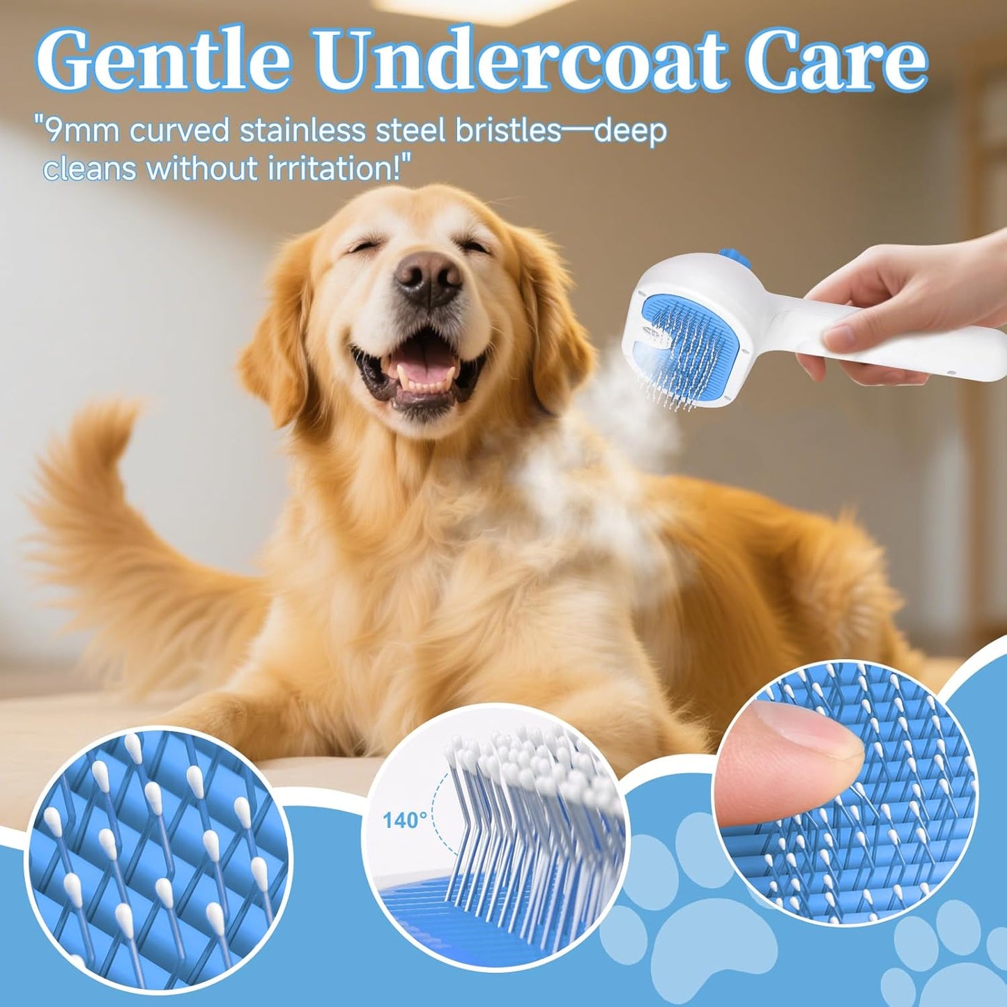 Pet Steam Brush for Dogs & Cats – Mist Grooming Deshedding Comb