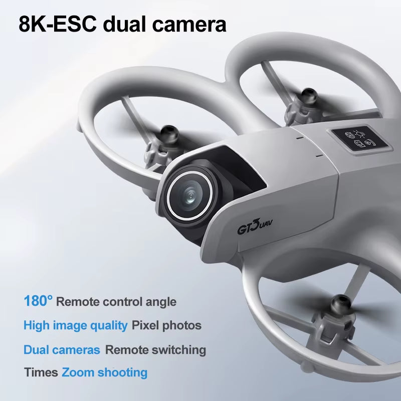 GT3 Mini Foldable Drone with LED Lights, 8K Aerial Photography, Optical Flow Positioning, and 360° Obstacle Avoidance