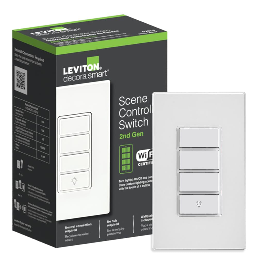 Decora Smart Switch, Wi-Fi, Works with Matter, Alexa, Google Assistant, Apple Home/Siri & Wired or Wirefree 3-Way, Neutral Wire Required, D315S-1RW, White