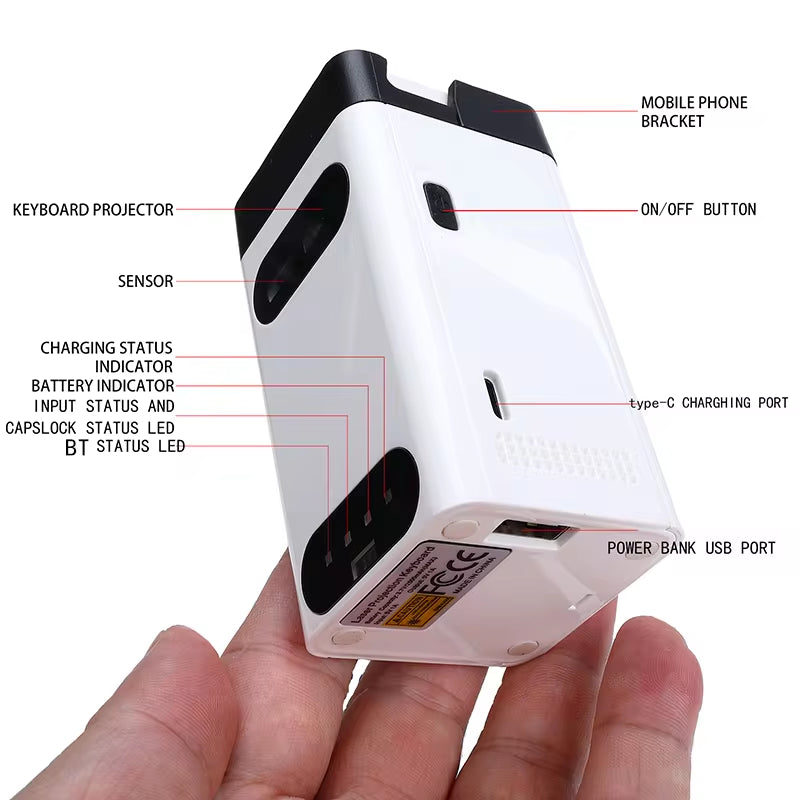 Mini Wireless Laser Projection Keyboard with Bluetooth Mouse Function