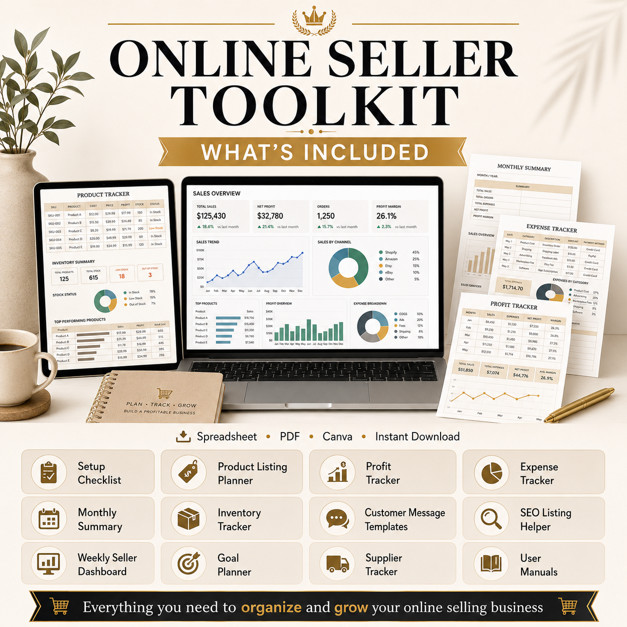 Online Seller Toolkit Starter Pack | Profit & Expense Tracker